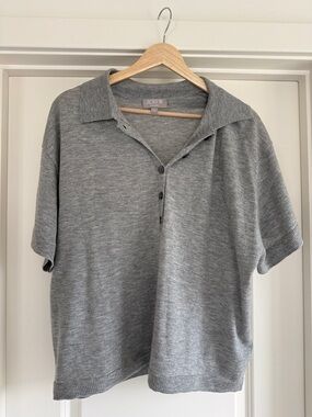 J. Crew Cashmere Gray Short-Sleeve Polo Sweater